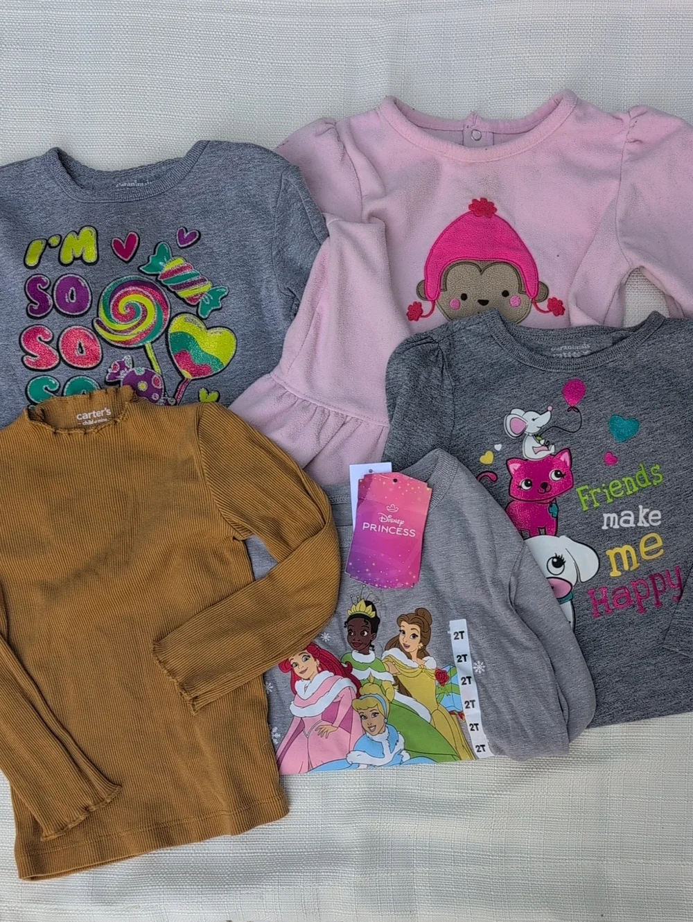 Set Of Five Girls Long Sleeve Shits Size 2T